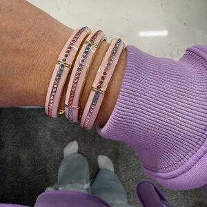 Elegant Pink and Gold Bracelet Set